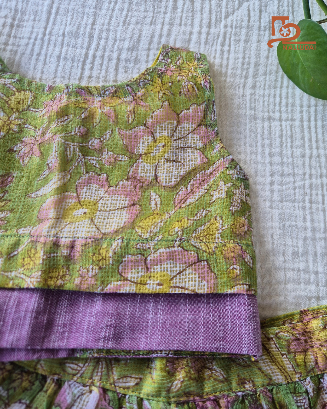 Spring Meadow Floral Kota Cotton Skirt & Top set