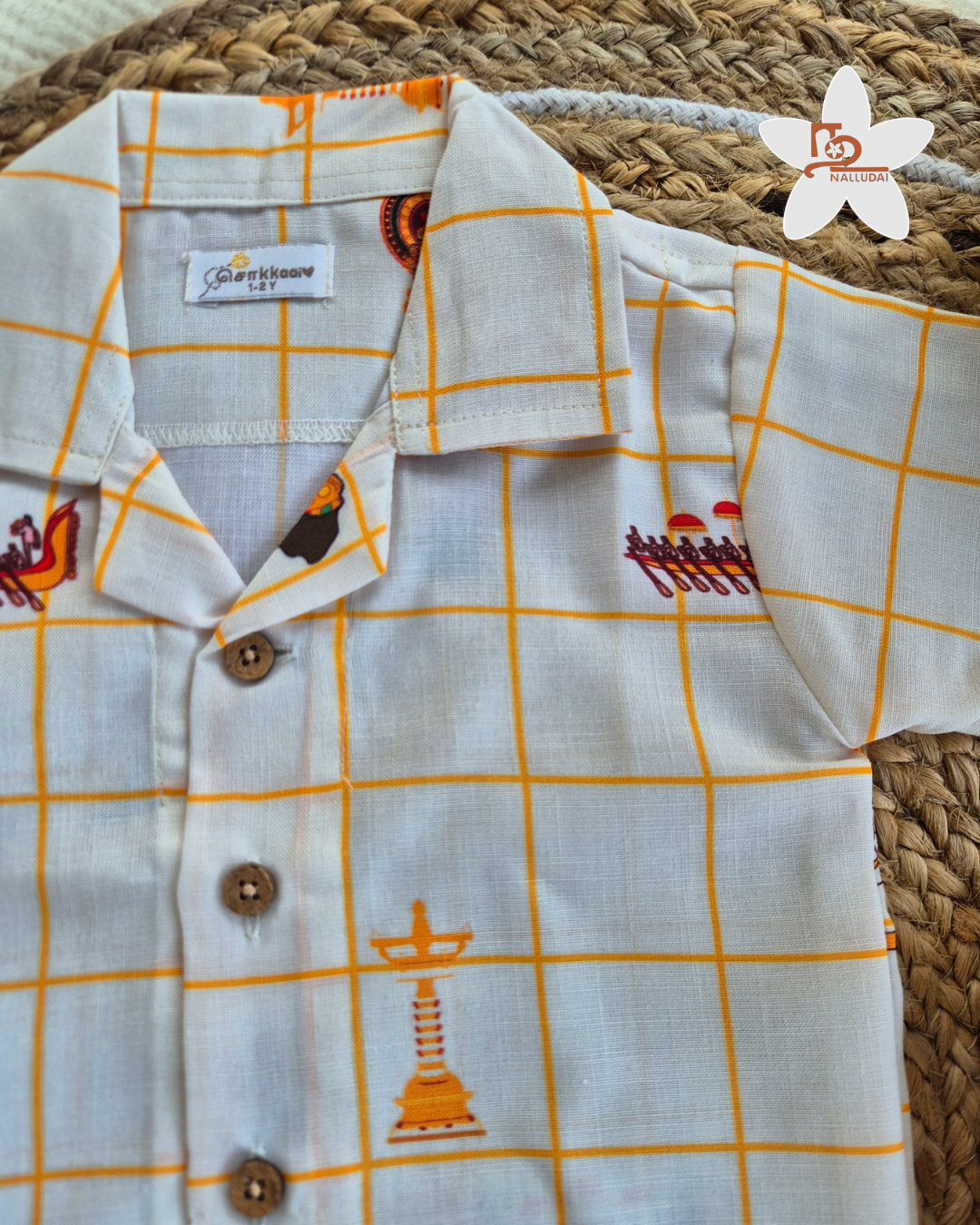 Onam Checks Cotton Linen Blend Shirt with Veshti