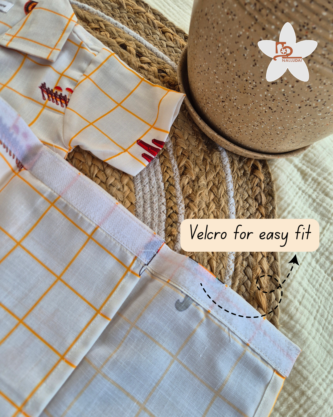 Onam Checks Cotton Linen Blend Shirt with Veshti