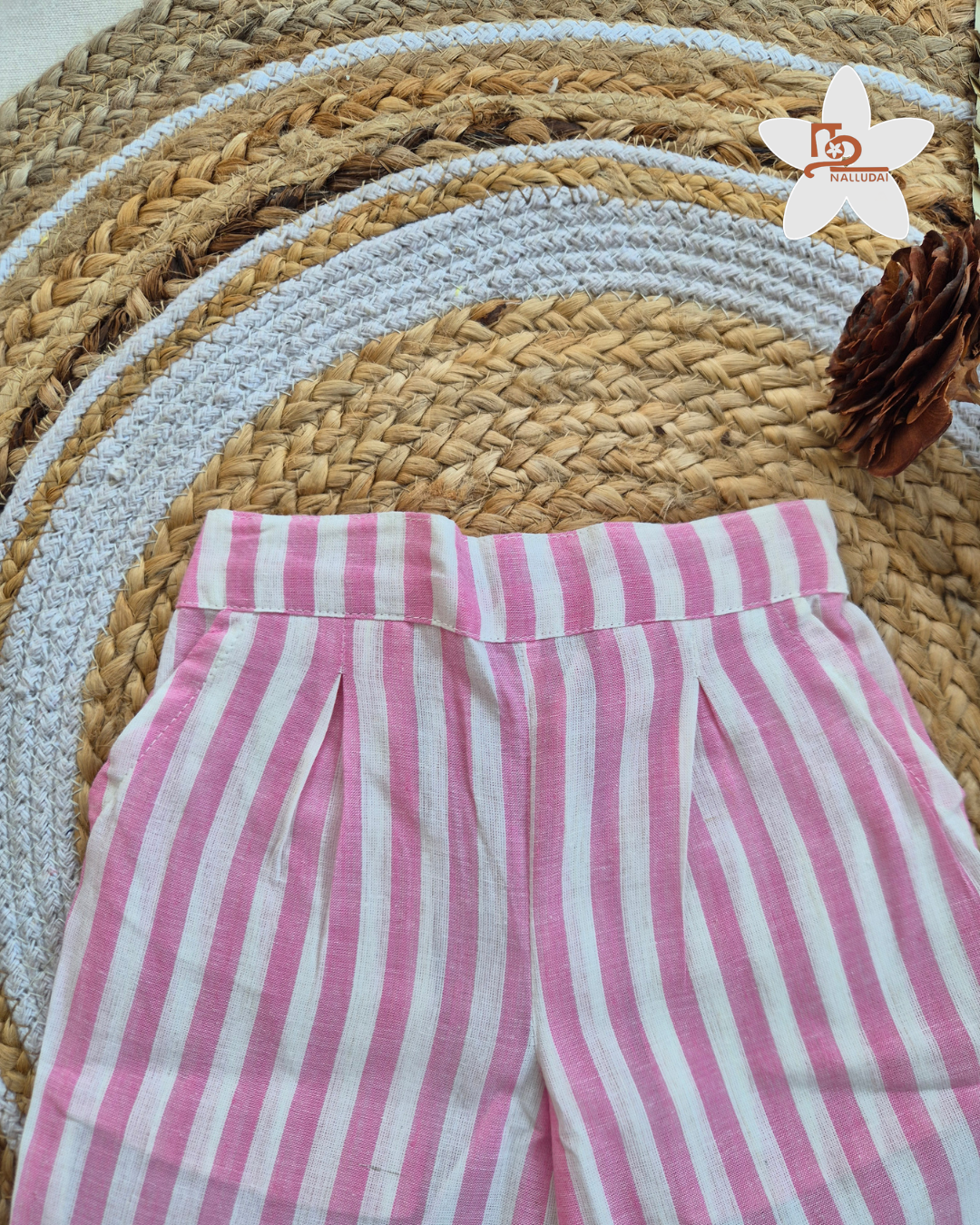 Pink Box Check Frill Top with Palazzo Pants Co-ord set