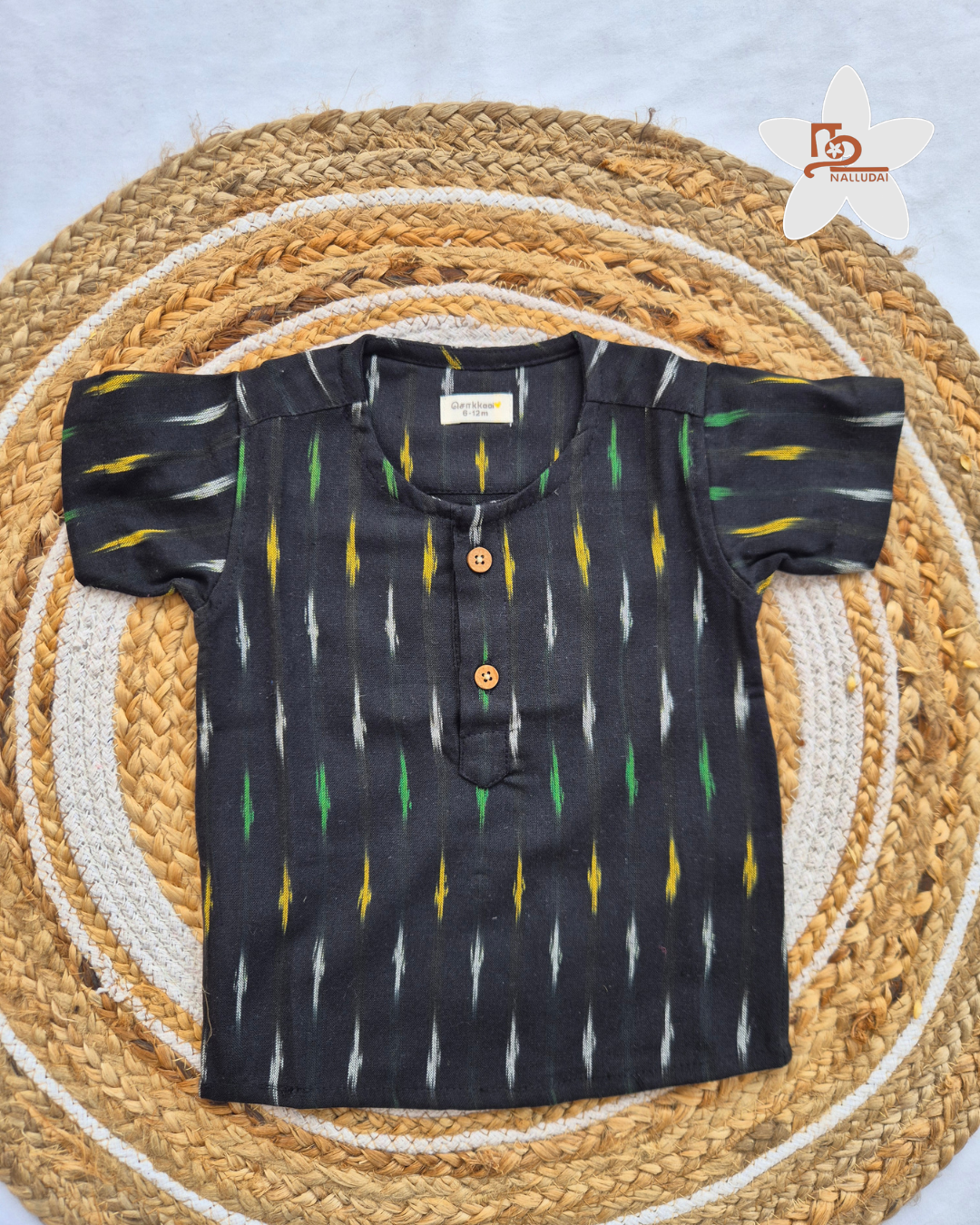 Black Ikkat Kurta