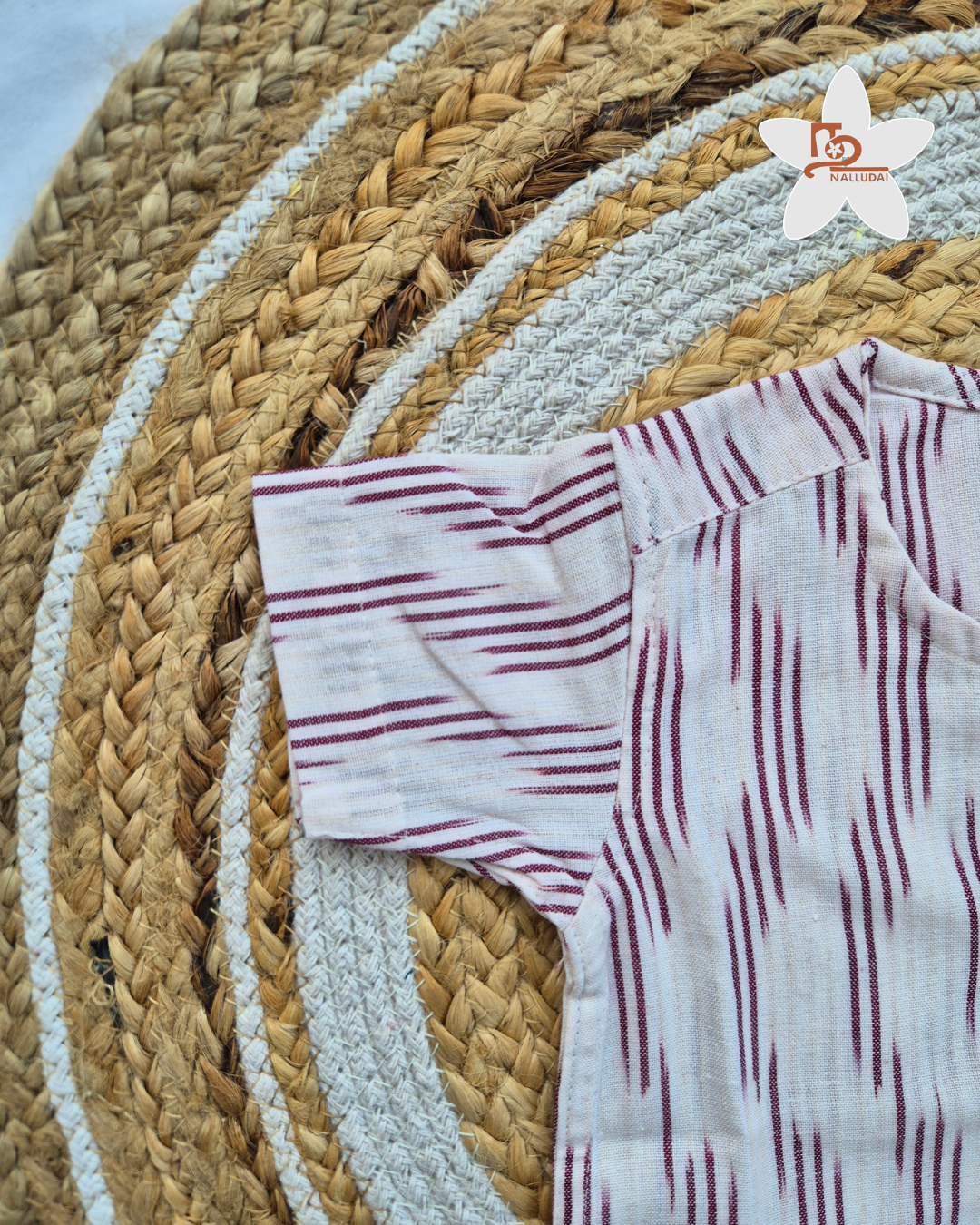 Ivory Maroon Lines Ikkat Kurta