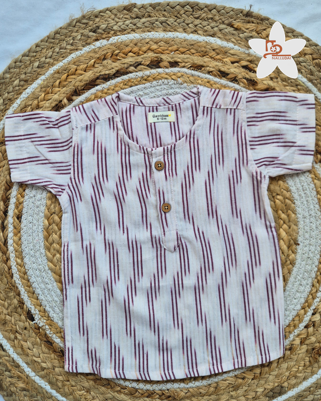 Ivory Maroon Lines Ikkat Kurta