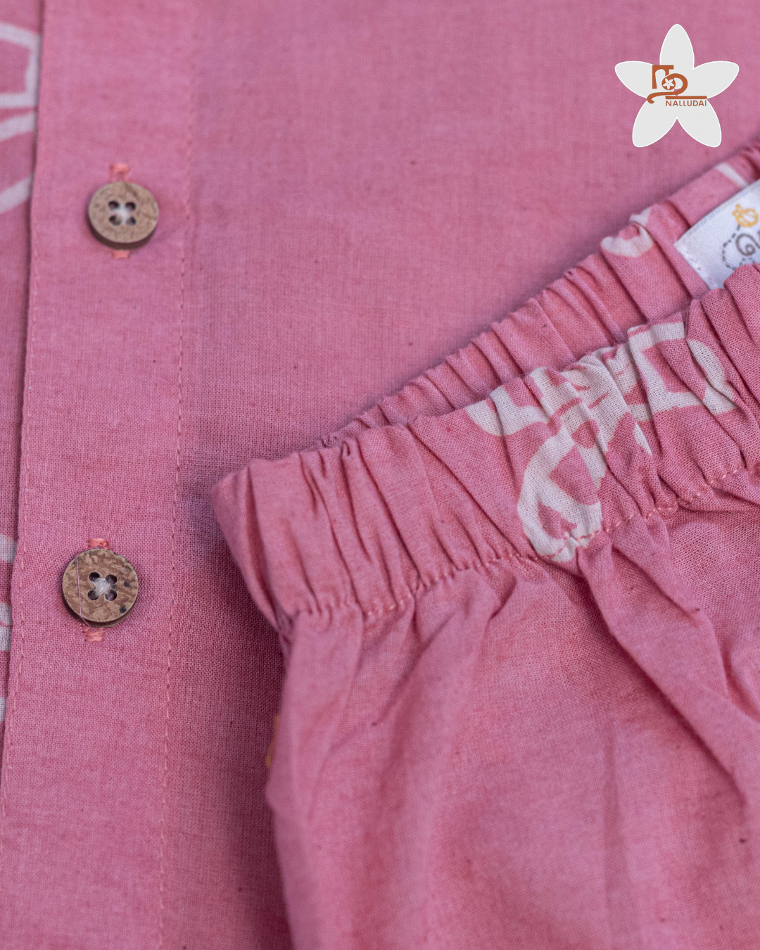 Pink Flutter Mandarin Collar Co-ord set