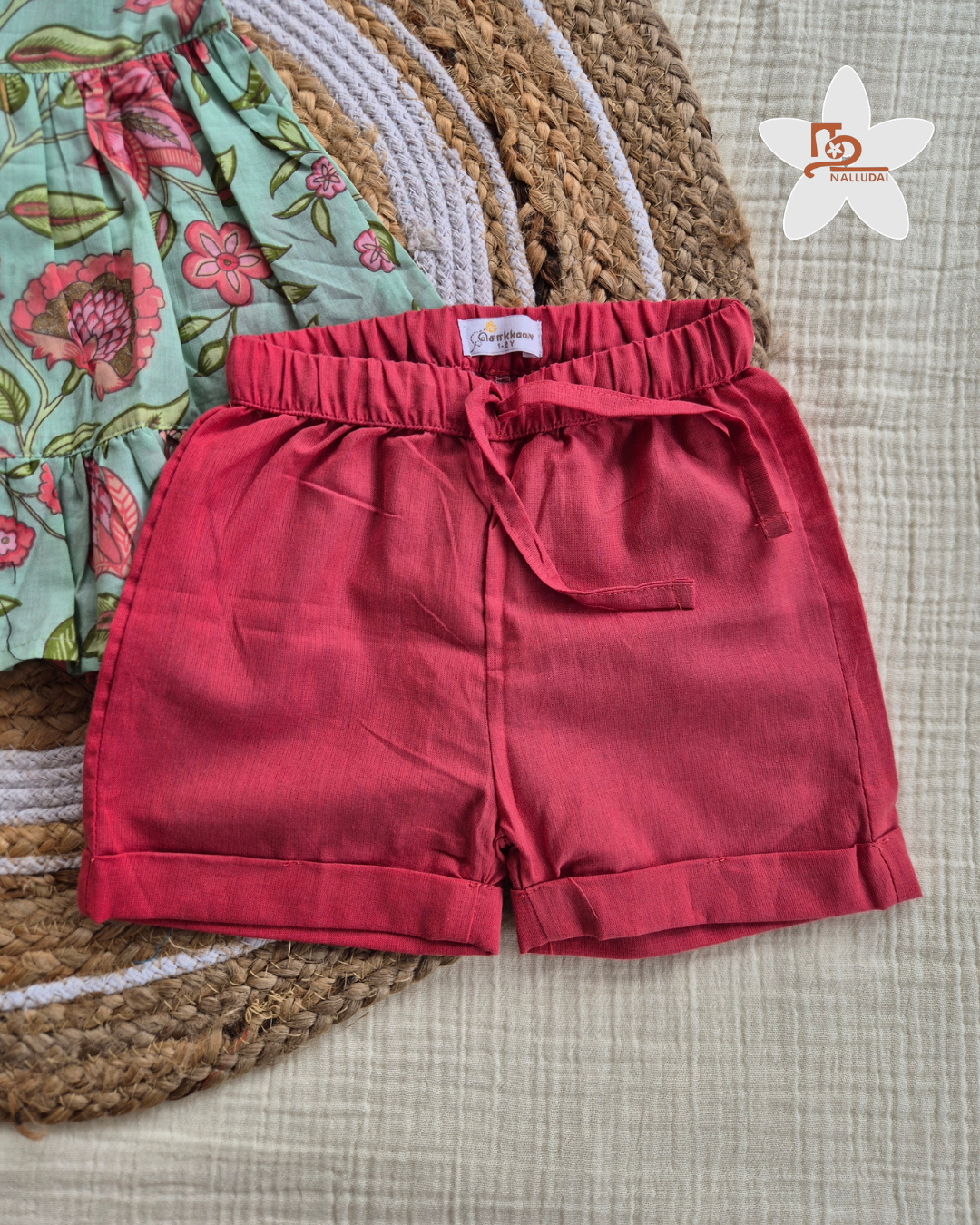 Mint Bloom Floral Top & Berry Pink Shorts set