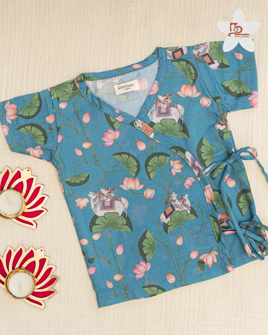 Royal Lotus Garden Wrap Shirt