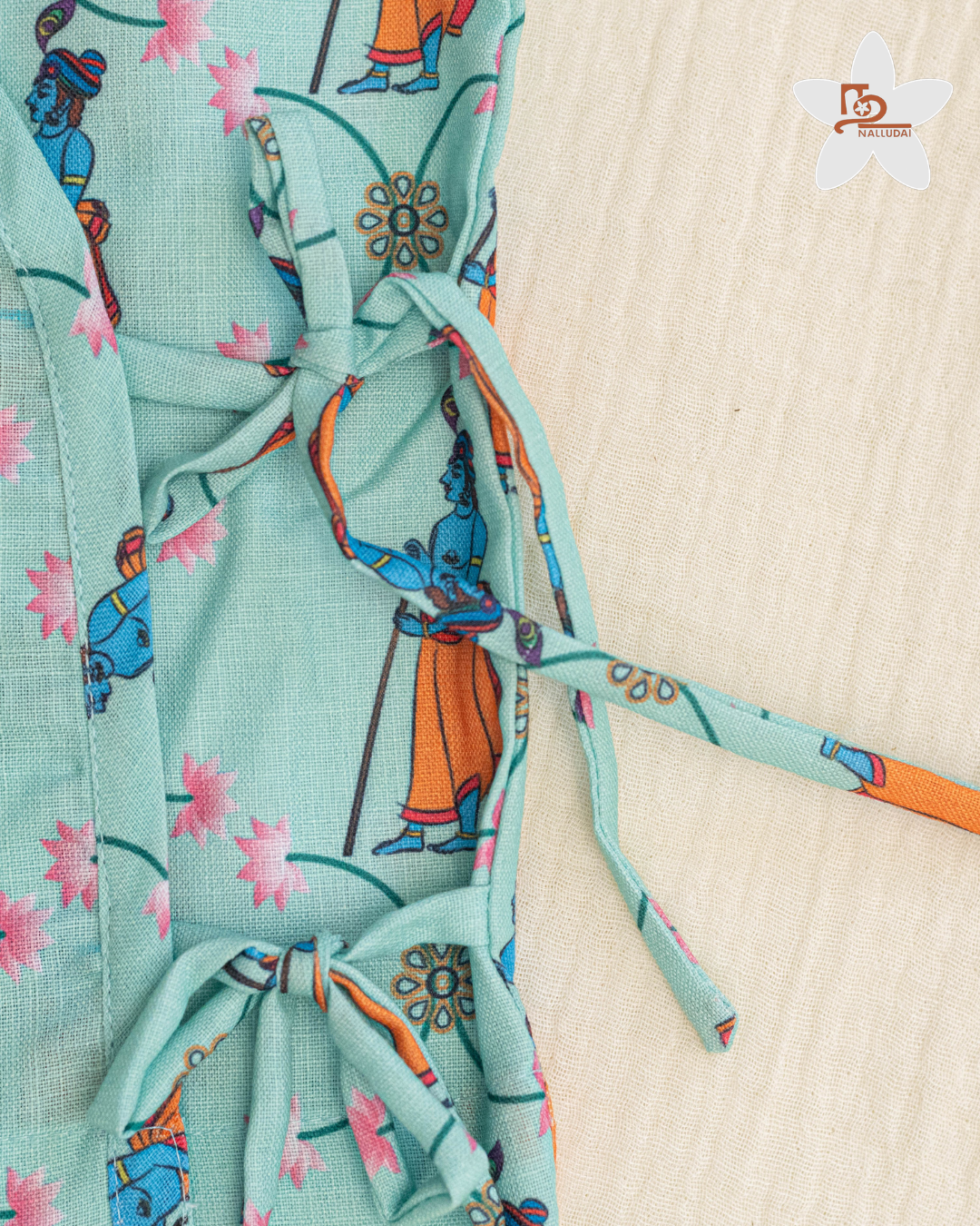 Aqua-blue Krishna Garden Wrap Shirt