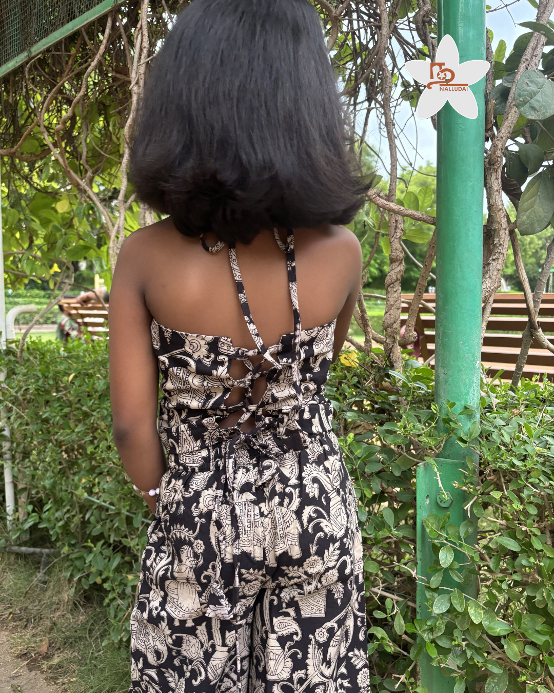 Black Bloom Kalamkari Palazzo Set