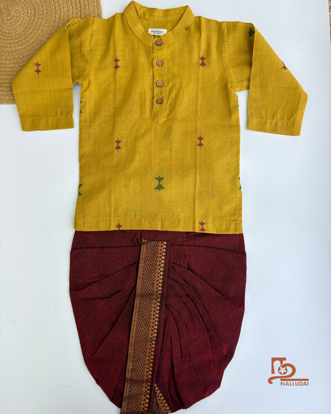 Mustard Maroon Royale Dhoti Set